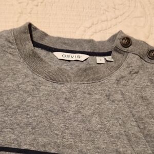 Orvis Charcoal/Navy Strip Crewneck Sweatshirt for Women